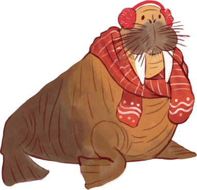 Watercolor Christmas Walrus