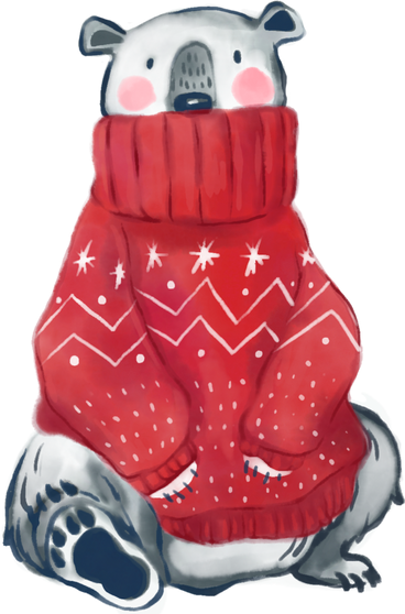 Watercolor Christmas Polar Bear in Sweater