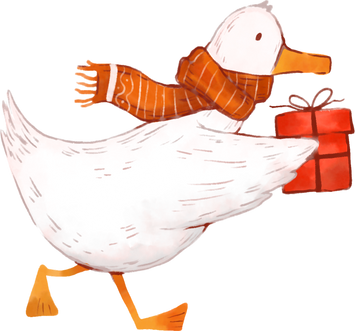 Watercolor Christmas Running Duck