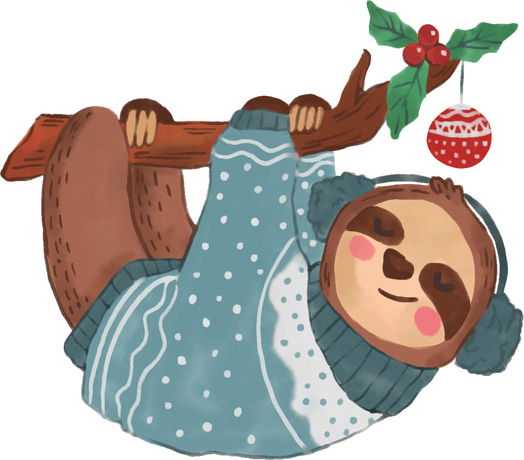 Watercolor Christmas Sloth