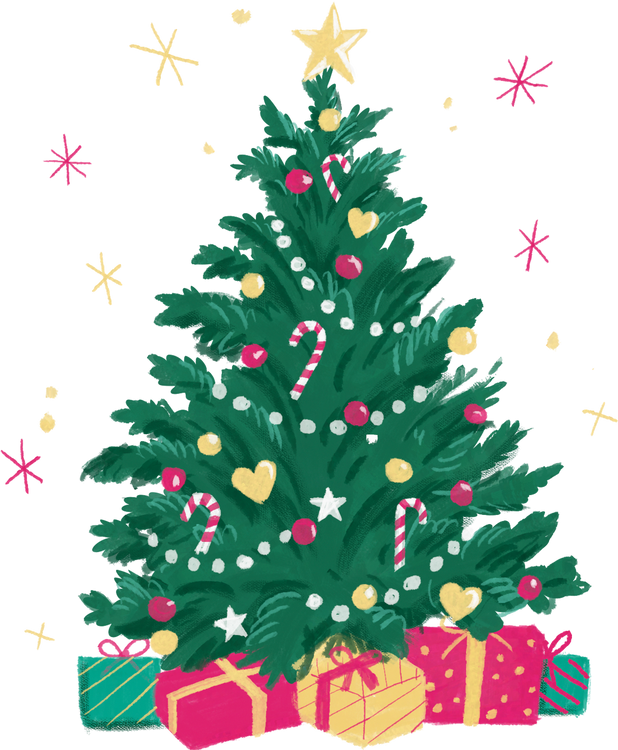 Painterly Patterned Christmas Tree